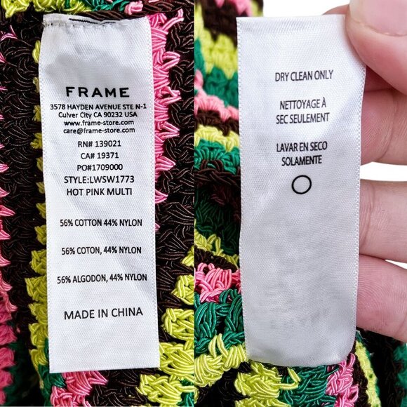 Frame x Julia Sarr Jamois Pink Green Striped Crochet‎ Halter Mini Dress Size M - Picture 8 of 11